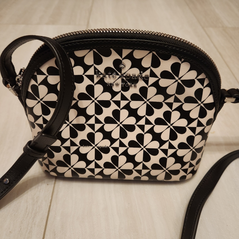 Kate Spade Black and White Floral Crossbody Bag